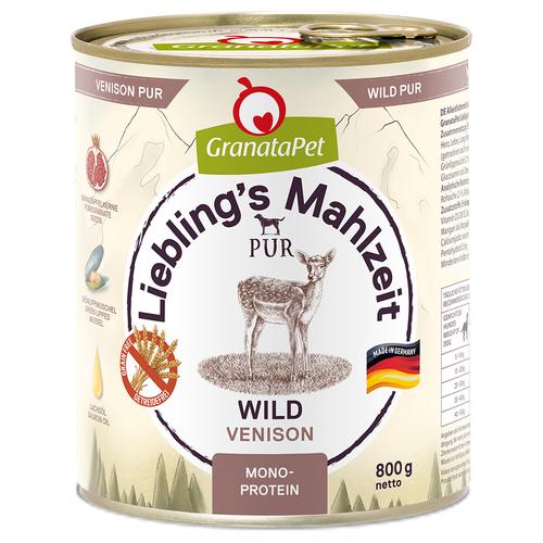 Sparpaket: 24x800g GranataPet Liebling's Mahlzeit Wild Hundefutter nass