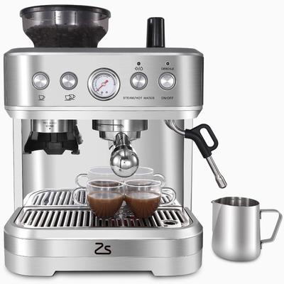 Espresso Machine with Grinder and Milk Frother, 15 Bar Pump Cappuccino Latte Machine with Burr Conical Grinder