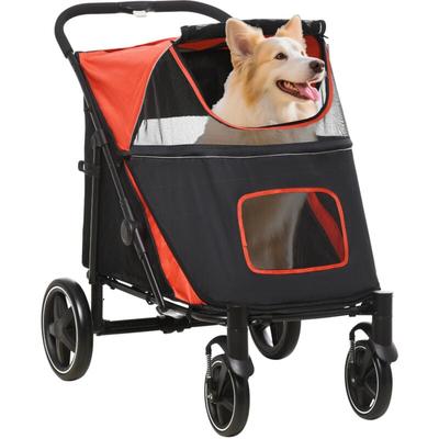 Pawhut - Hundewagen, Hundebuggy mit Kissen, faltbarer Hundetrolley, Katzenbuggy für große und