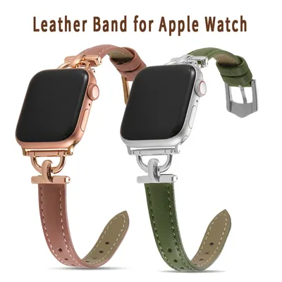 Leather Slim For Apple Watch Band 41MM 45MM 40mm 44mm 38mm 42mm 46mm iwatch Series 10 9 8 7 SE 6 5 4