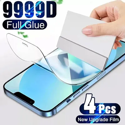 4Pcs Hydrogel Film Full Cover For iPhone 11 12 13 14 15 Pro Max Screen Protector For iPhone 6 7 8 14