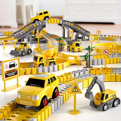 Kids Construction Toys 236 Pcs Race Tracks Toy For 3 4 5 6 7 8 Year Old Boys Girls, 5 Pcs Truck Car And Flexible Track Play Set Create A Engineering Road Games Toddler Best Gift