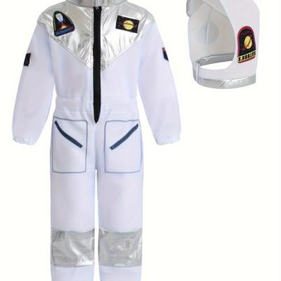 Boys Astronaut Character Clothing, White Jumpsuit And Helmet, Boys And , Funny Space Suit For Halloween Party