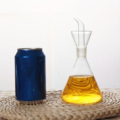 TEMU 1pc Glass Oil Bottle - Transparent High Borosilicate Material, Triangular Design, Kitchen And Dining Use, In Small, Medium, And Large Sizes Image