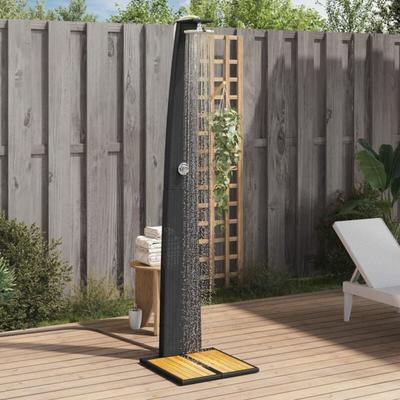 Gartendusche Schwarz 55x60x224 cm Poly Rattan und Akazienholz - Vidaxl Image