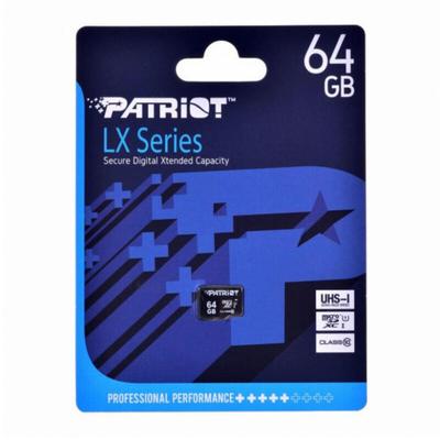 PATRIOT LX Series microSDHC 64GB Class 10 UHS-I - High Capacity SD (MicroSDHC) (PSF64GMDC10)