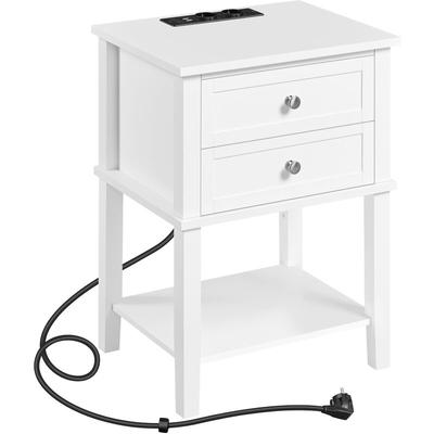 Yaheetech Nachtschrank Nachttisch mit Steckdose & USB-Anschlüsse Beistelltisch mit 2 Schubladen und Image