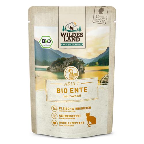 Sparpaket 24x 85g Wildes Land Bio Bio-Ente PUR mit Lachsöl Katzenfutter nass