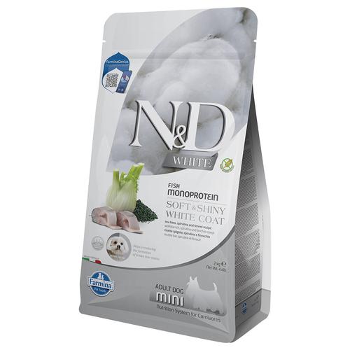 2kg N&D Dog Adult Mini White mit Wolfsbarsch, Fenchel & Spirulina Hundefutter trocken