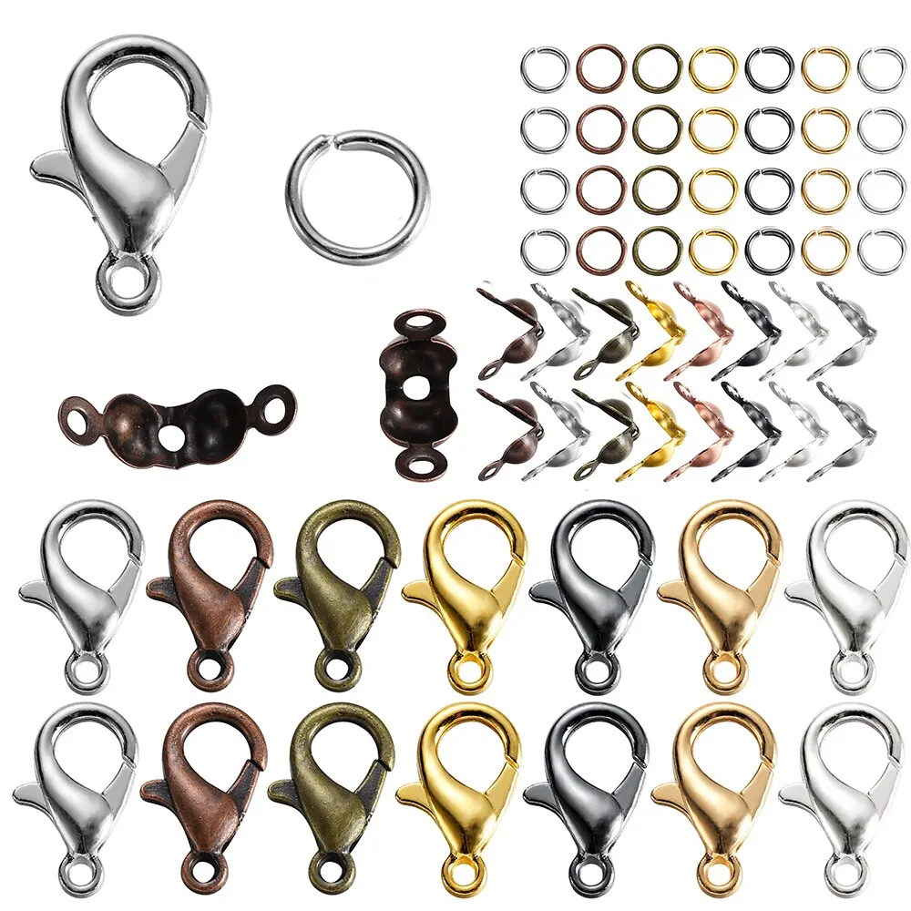450 teile/los legierung Karabiner verschluss Bieger inge Anschluss verschluss Crimp ende für Armband Halskette Ketten DIY Schmuck herstellung Lieferungen Image