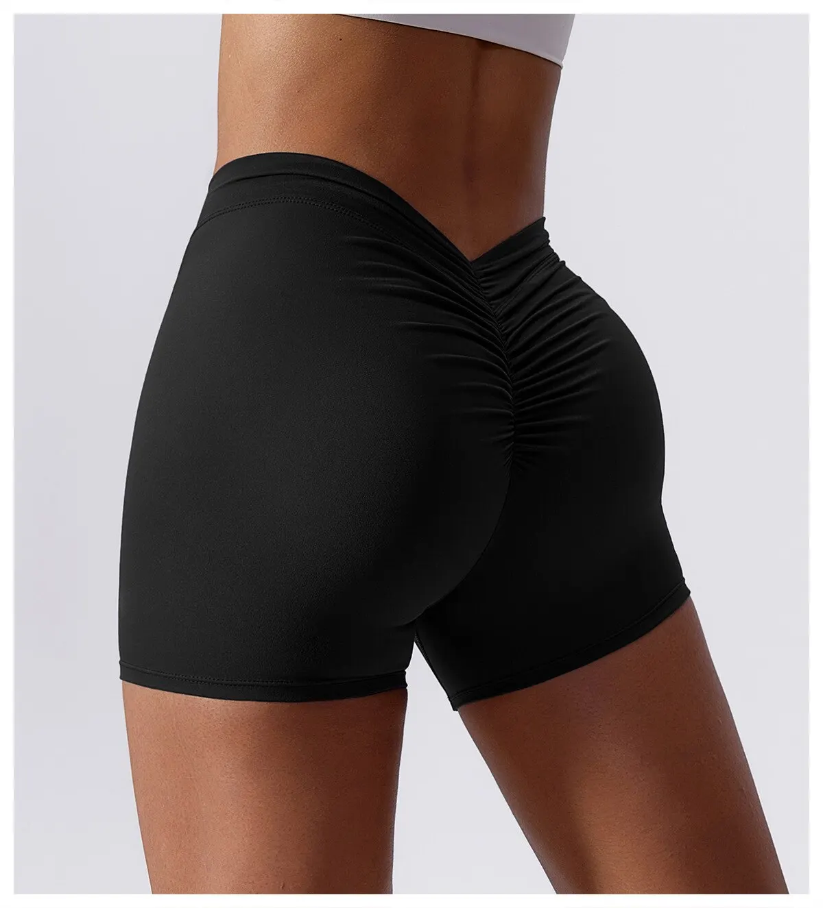Sexy Stretch-Yoga-Shorts für Damen mit Hüftheben und Bauchstraffung, enge Fitness, die äußerlich laufende Hosen tragen Image