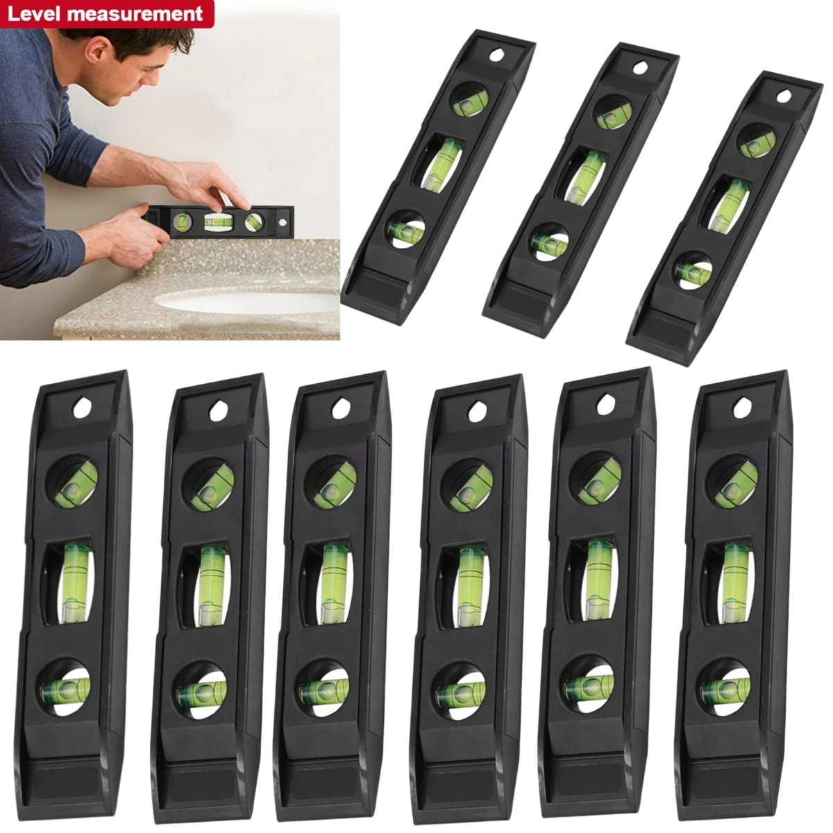1 ~ 10PCS Tragbare ABS Shell Ebene Herrscher Hohe Präzision Starke Magnetische 3 Wasserwaage Meter Haushalt Hardware Werkzeuge laser Ebene Image