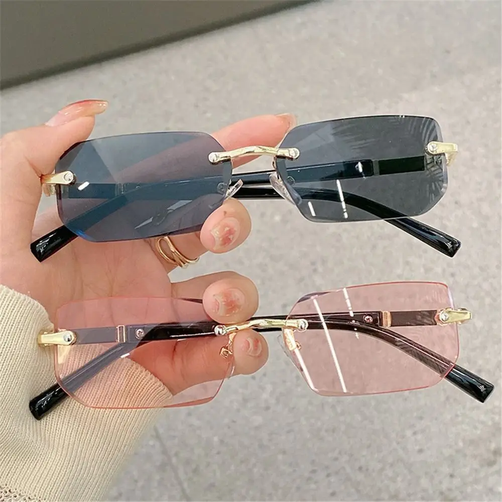 Trend ige randlose Sonnenbrille für Männer Frauen Mode rahmenlose Rechteck Sonnenbrille Retro-Sonnenbrillen Sommer reisende Brillen uv400 Image