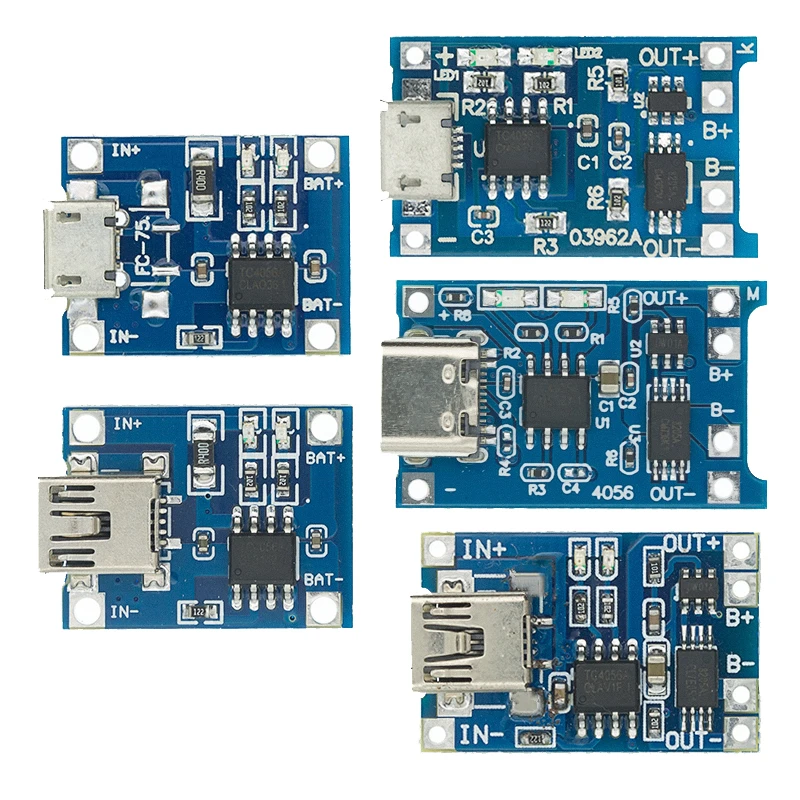 5PCS Typ-c/Micro USB 5V 1A 18650 TP4056 Lithium-Batterie Ladegerät Modul Lade Board mit Schutz Dual Funktionen 1A Li-Ion Image