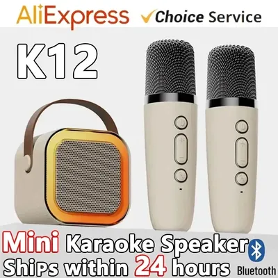 K12 Karaoke Machine Portable 5.3 PA Bluetooth Speaker System with 2 Wireless Microphones Home Family