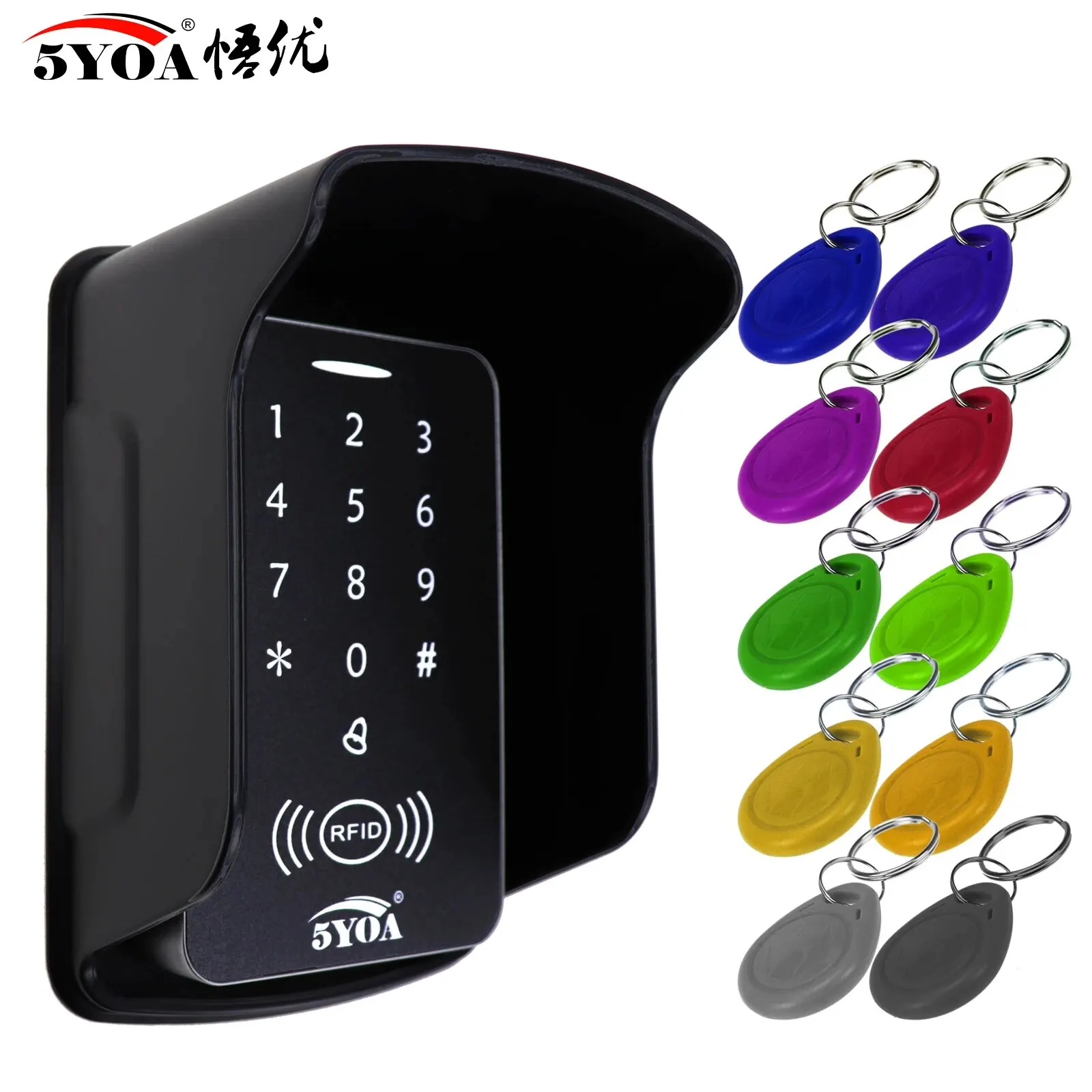 5YOA B10 RFID Tastiera di controllo accessi Lettore di schede Copertura impermeabile 125KHz per sistema di controllo accessi Citofono Apri serratura