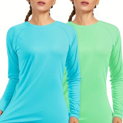 TEMU Roadbox 2 Pack Long Sleeve Uv Sun Protection Shirts For Women Upf 50+ Quick Dry Running Workout Tee Tops For Rash Guard Swimming Fishing