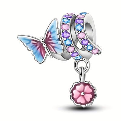 TEMU Original 925 Sterling Silver High Quality Women Charms Beads Fits Original Brand Bracelet Zircon Flower Butterflies Shape Women Jewelry Gifts