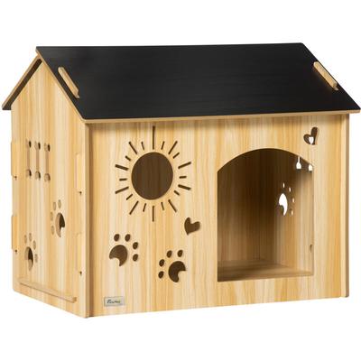 Hundehütte aus Holz Kleintierhaus mit Lüftungsöffnungen Hundehaus mit Dach Hundehöhle Indoor mdf