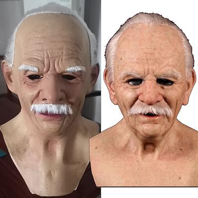 Kopfbedeckung für Halloween-Weihnachtsmasken, wilde schwarzhaarige alte Männermaske, Simulationscharaktermaske, Maskenspiel-Requisiten, abgefahrenes Cosplay-Accessoire Image
