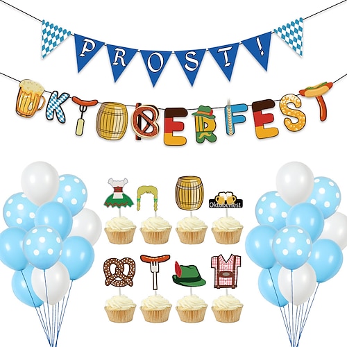 gewidmet oktoberfest party dekoration papier banner ziehen flagge wimpel ballon kuchen karte karte wunsch Image