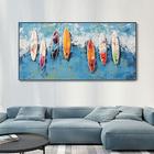 dipinto a mano colorato su misura tavola da surf pittura a olio fatta a mano estate surf nuoto festa pittura astratta blu oceano paesaggio marino pittura a olio su tela arte della parete pittura per