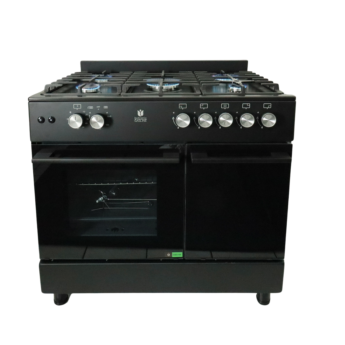 Gasline GAG90GOXFLB Standherd 90X60 mit Gasflaschen Raum Gasbackofen 71 L Gas-Gas Schwarz Matt Image
