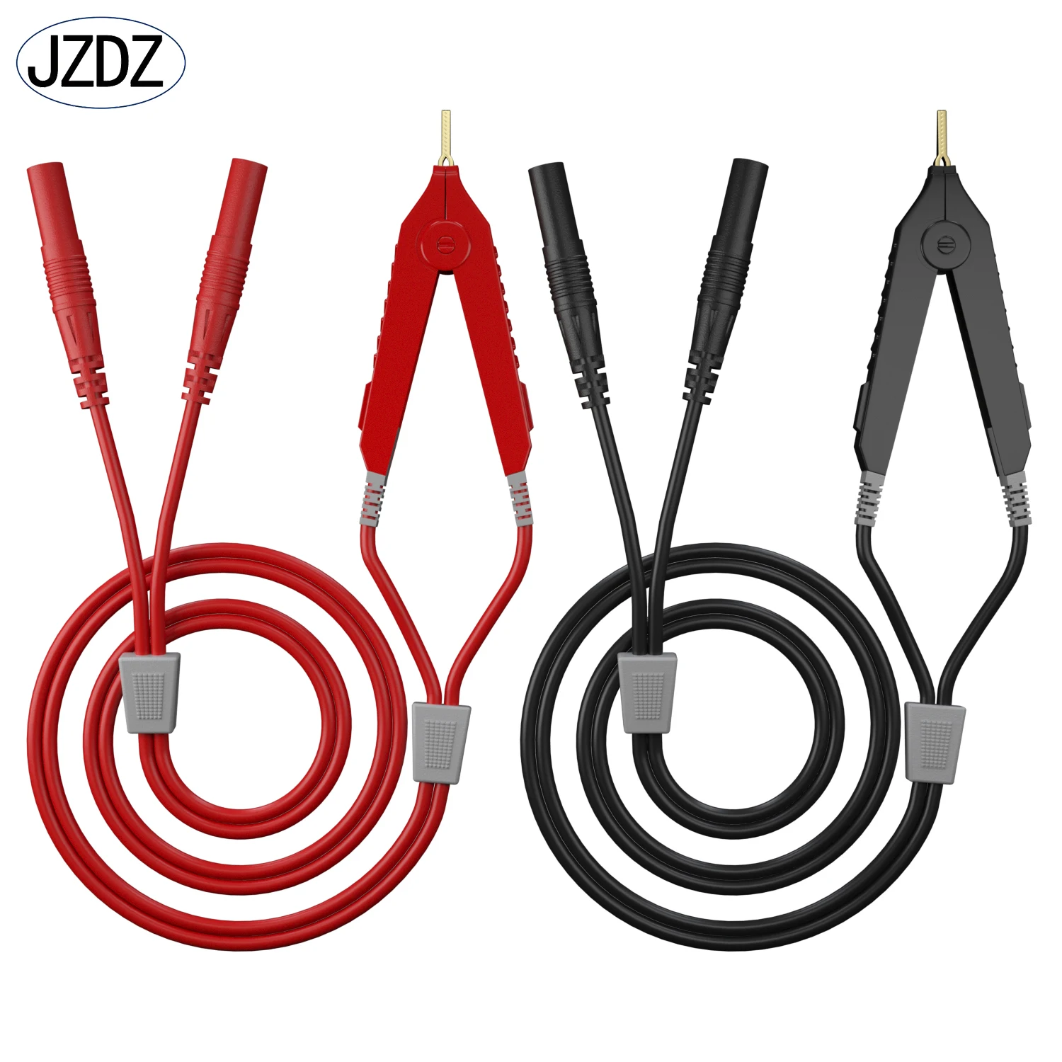 JZDZ Kelvin-Messleitung Lcr Bodenwiderstand 4-Draht 4 mm Sicherheits-Bananenstecker Kelvin-Clip Orichalum-Beschichtung Kelvin-Sonden J.70075 Image