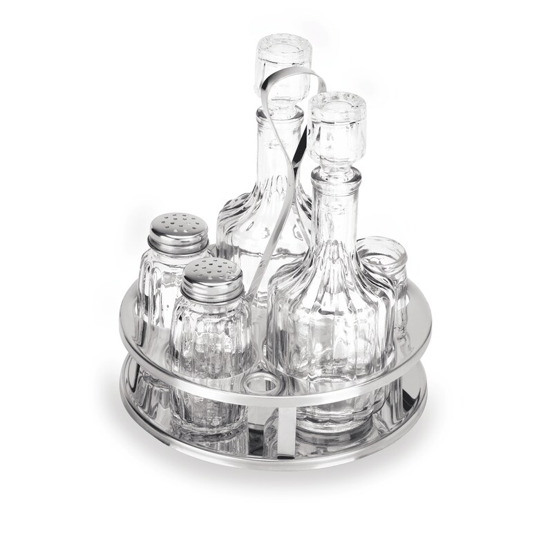 8x Menage Essig und Öl, Zahnstocherglas, Salz und Pfeffer Edelstahl Image