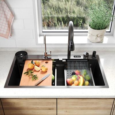 Spülen mit 1 Becken Edelstahlspüle Küchenspüle Küchenspüle Edelstahlspüle Schwarz Image