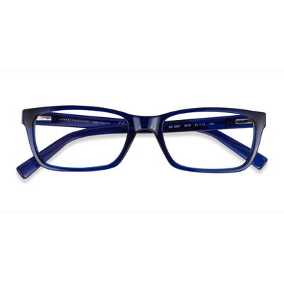 Unisex s rectangle Shiny Transparent Blue Plastic Prescription eyeglasses - Eyebuydirect s Armani Exchange AX3007