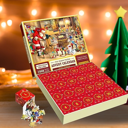 Calendario dell'Avvento puzzle jigsaw 2025 - 1008 pezzi di puzzle jigsaw per adulti e bambini calendario del conto alla rovescia 24 giorni La nascita di Gesù puzzle di gioco di famiglia idea regalo