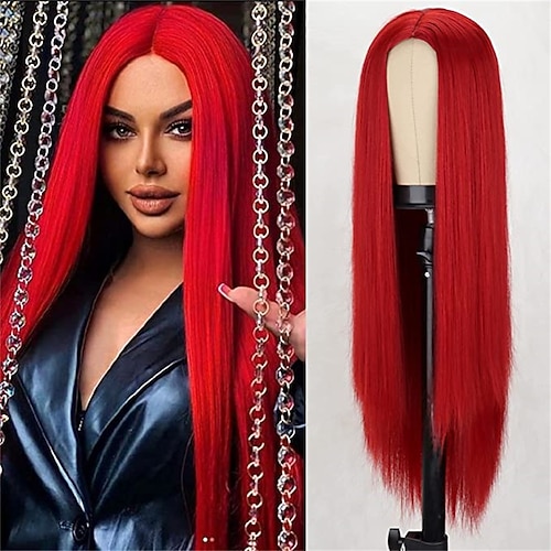 Barbiecore-Filmperücken, gerade, blonde Ombre-Perücken für Frauen, lange, gerade, blonde Perücke, kleiner Bereich, synthetische Ombre-Blondine-Perücke mit Spitzenfront, 76,2 cm, für Cosplay, tägliche Image