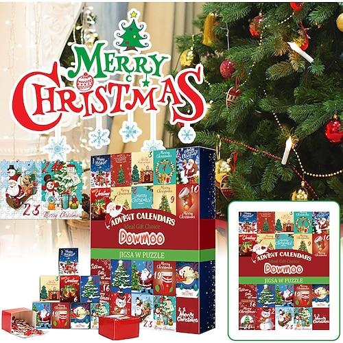 Weihnachts-Adventskalender-Puzzle 1000 Teile, Weihnachts-Adventskalender 2023 Weihnachts-Countdown-Urlaubspuzzle für Erwachsene Kinder, 24 Teile 1000 Teile Puzzle-Geschenk für Weihnachten