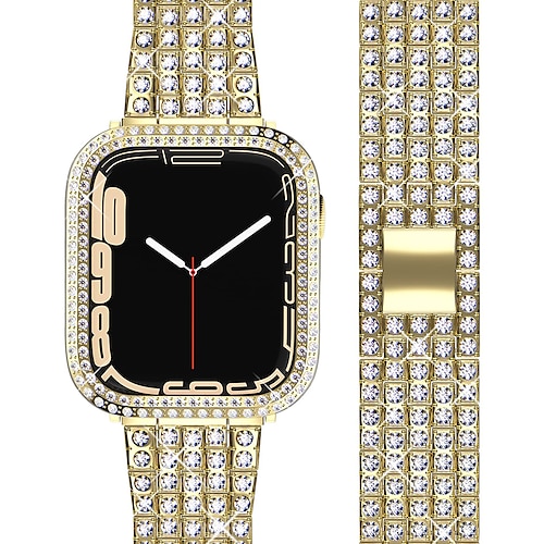Schmuck Armband Kompatibel mit Apple Watch Armband 38mm 40mm 41mm 42mm 44mm 45mm 49mm mit Fall Damen Luxus Edelstahl Strass Ersatzarmband für iwatch Serie Ultra 8 7 6 5 4 3 2 1 SE Image