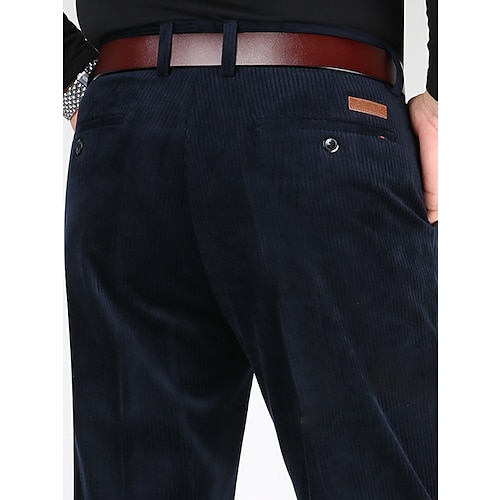 Herren Anzughosen Cordhose Winterhose Hose Hosen Hose Tasche Glatt Komfort Atmungsaktiv Outdoor Täglich Ausgehen Modisch Brautkleider schlicht Schwarz Armeegrün Image