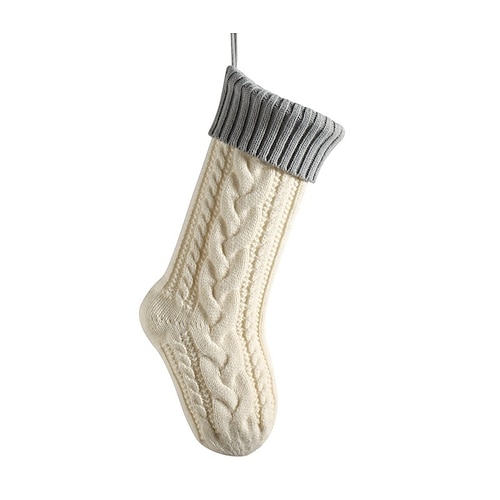 Weihnachtsstrümpfe mit Zopfmuster, 18 Zoll große Strümpfe zum Aufhängen am Kamin als Weihnachtsdekoration, Weihnachtsgeschenk Image