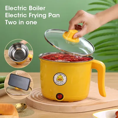 Electric Skillet Multifunctional Stew Pot 1.8L 1-2 People Cooking Pot Student Dormitory Household