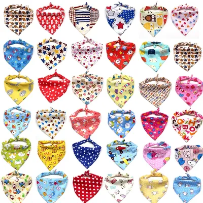 10/40/80 PCS 4 Types of Sizes Dog Bandana 100% Cotton Breathable Medium Large Dog Accessories Pet