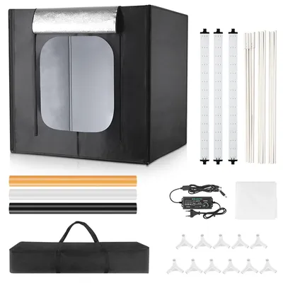 Light Box 80*80*80cm photography tent with 3 Dimming Lights Panel,photo box with black/white/yellow