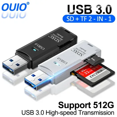 2 in 1 USB 3.0 Card Reader Micro SD Card Reader USB3.0 Adapter High Speed Cardreader TF Memory Card