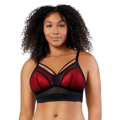 Plus Size Women's Mia Dot Wire-Free Padded Mesh Bralette by Parfait in Black (Size 42 D)