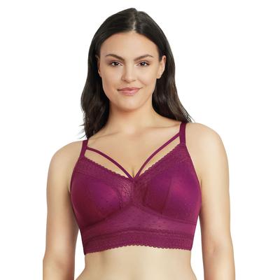 Plus Size Women's Mia Dot Wire-Free Padded Mesh Bralette by Parfait in Blackberry (Size 36 D)