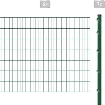 Einstabmattenzaun ARVOTEC "ESSENTIAL 140 zum Aufschrauben", grün (dunkelgrün), H:140cm, Stahl, Kunststoff, Zaunelemente, Zaunhöhe 140 cm, Zaunlänge 2 - 60 m Image