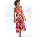 Midikleid VIVANCE, Damen, Gr. 36, N-Gr, bunt (rot, lila, pink bedruckt), Jersey, Obermaterial: 95% Viskose, 5% Elasthan, bedruckt, modisch, figurumspielend kniebedeckend, V-Ausschnitt, Kurzarm, Kleider, mit Alloverdruck, luftiges Sommerkleid in...