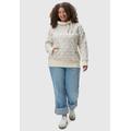 Rollkragenpullover RAGWEAR "Rylie Print Plus", Damen, Gr. 46, braun, 70% Baumwolle, 30% Polyester, modisch, gerade hüftbedeckend, hoch geschlossener Ausschnitt, Langarm eng Rippbündchen, Pullover, modischer Damen Kapuzensweater mit Kordeln