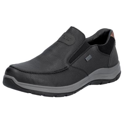 Slipper RIEKER, Herren, Gr. 40, schwarz, Leder, Lederimitat, sportlich, Schuhe, Schlupfschuh, Outdoorschuh, Halbschuh mi