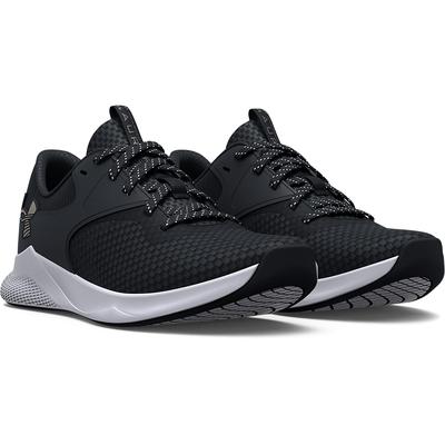 Trainingsschuh UNDER ARMOUR "UA W Charged Aurora 2", Gr. 39, schwarz (schwarz, schwarz, metallic warm silber), Textil, S