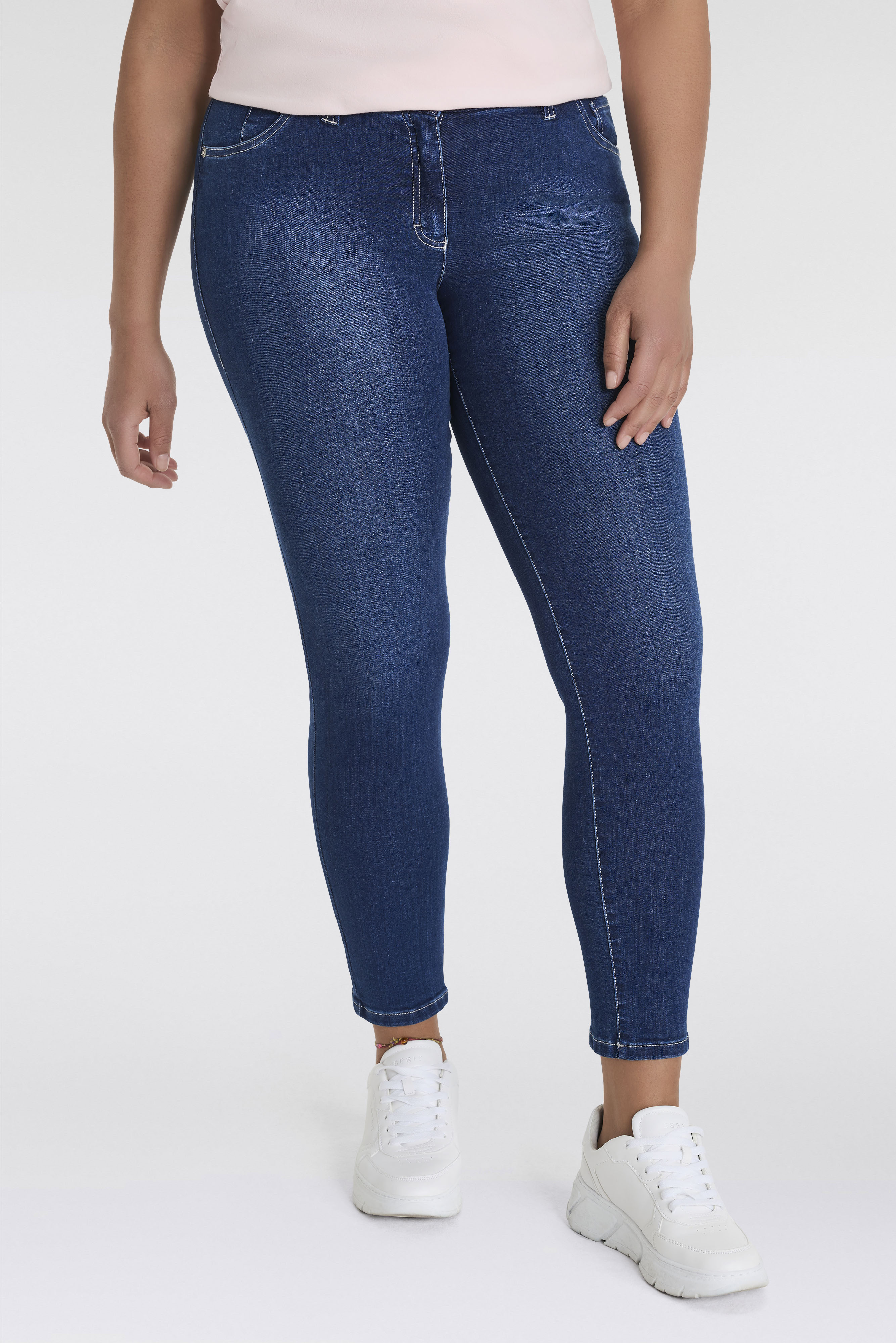 5-Pocket-Jeans KJBRAND "Hose Fanni Skinny", Damen, Gr. 25, K-Gr, blau (denim stoned), Denim/Jeans, Obermaterial: 87% Baumwolle, 11% Polyester, 2% Elasthan, eng, Jeans, ideal für schlanke Beine Image
