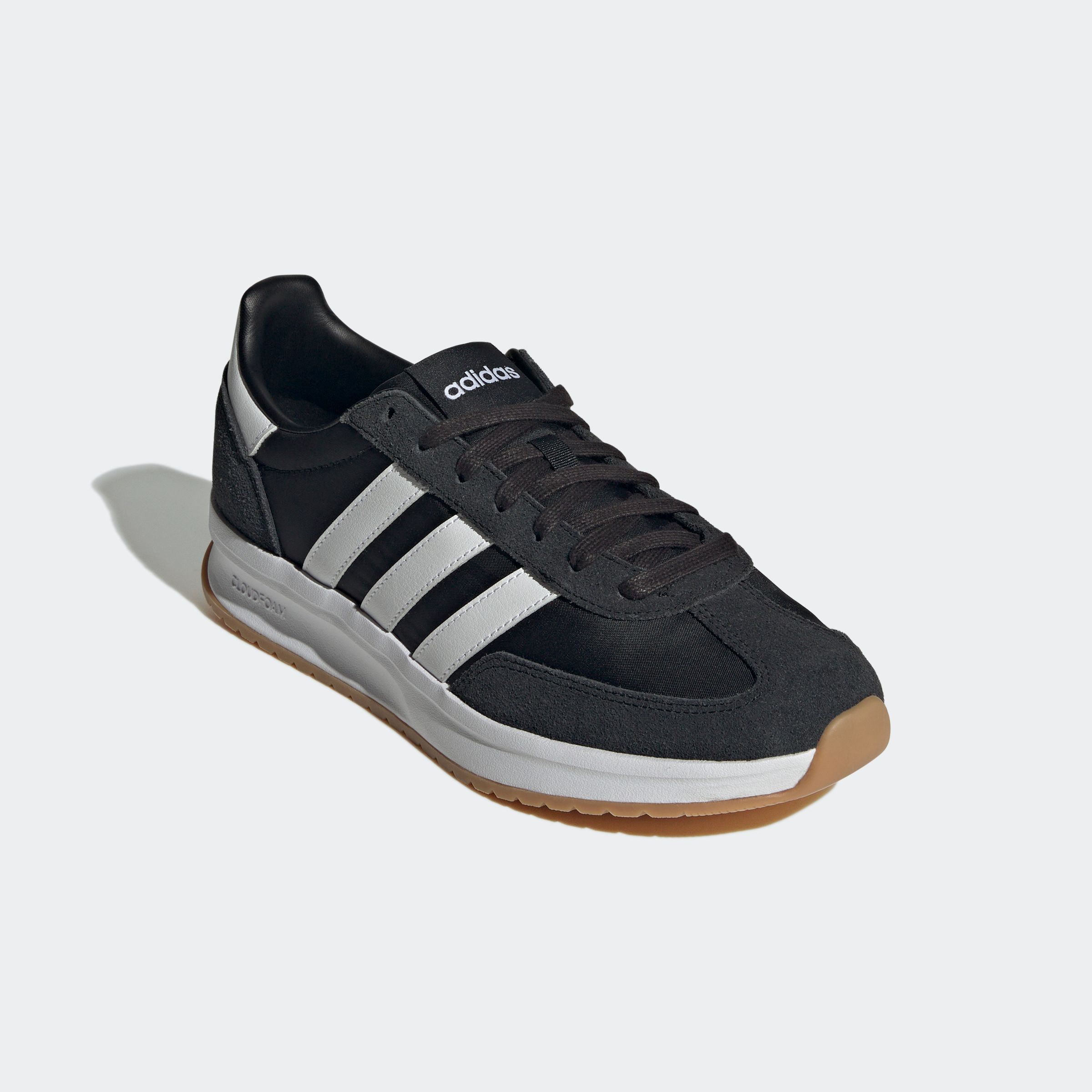 Sneaker ADIDAS SPORTSWEAR "RUN 70S 2.0", Herren, Gr. 42,5, schwarz-weiß (core schwarz, cloud weiß, cloud weiß), Leder, Textil, Schuhe Sneaker, inspiriert vom Design des adidas SL72